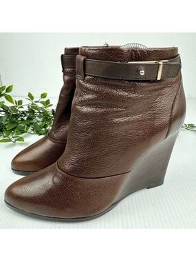 Coach Melody Brown Leather Wedge Bootie Size 8